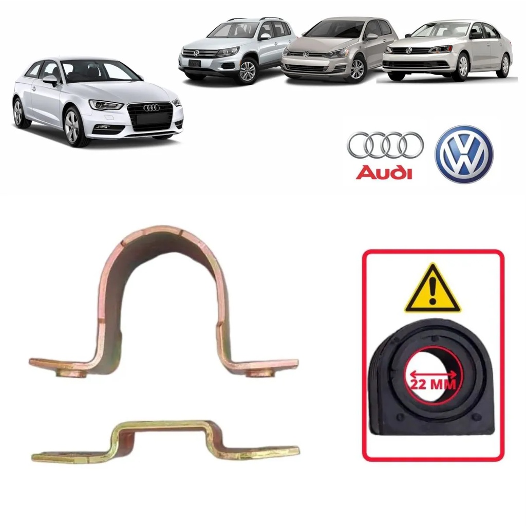 Bucha Barra Estabilizadora Dianteira Ø22MM Audi/Vw A3/Golf/Jetta/Passat/Tiguan 1.4/2.0 16V Tfsi/Tsi/2.5 20V 2006 a 2019 C/Suporte 1K0411314M/SKU2303