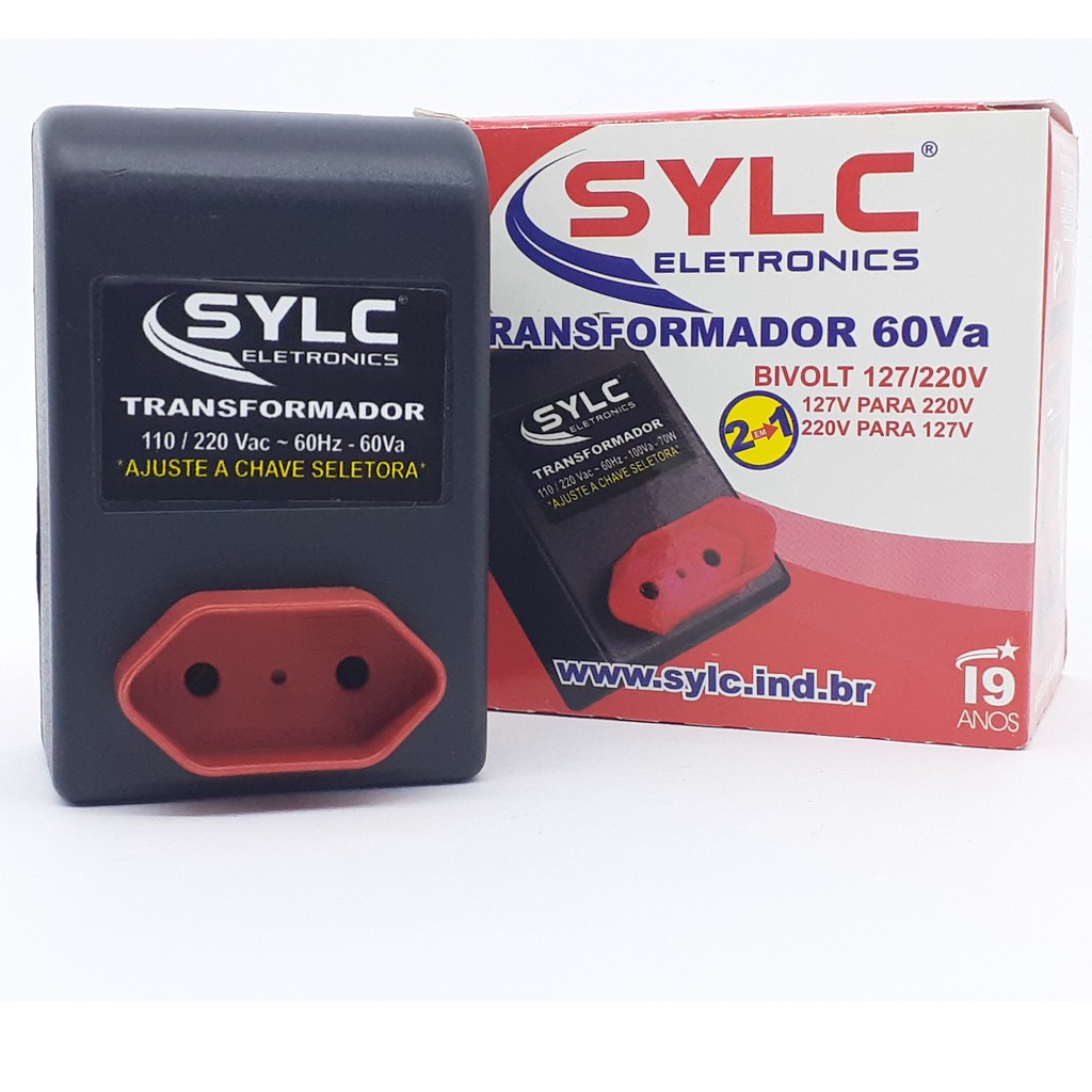 Auto Transformador de parede conversor de voltagem Bivolt 127v p/ 220v 220v p/ 127v 60va 45watts com Chave Seletora