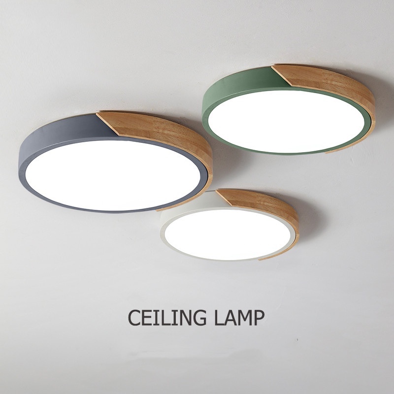 Luminária De Teto LED Moderna Nordic Redonda De Madeira Para Decoração