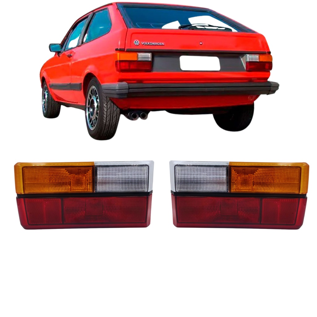 Par Lanterna Traseira Gol Quadrado Bx Ar 1980 1981 1982 1983 1984 1985  1986  Tricolor com Friso Preto
