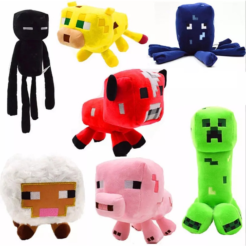 Jogo Mundo Minecraft Boneca Steve Rosa Porco Tigre Gato Ender Dragão Aranha Brinquedo Macio Homem Zumbi Masculino Presente