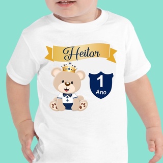 Camiseta Aniversário URSINHO PRÍNCIPE personalizada com nome e idade  Festa Criança Infantil #ZLprint