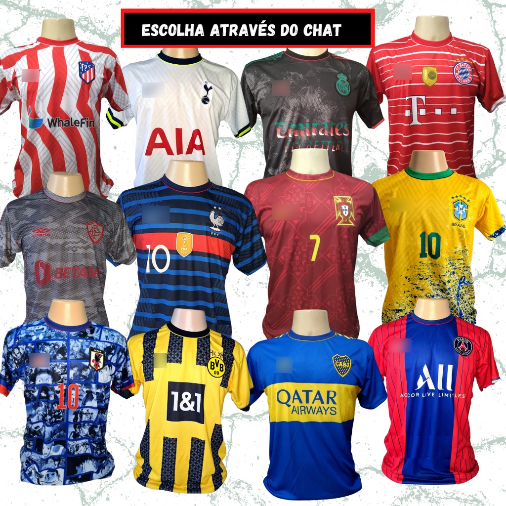 Kit 5 Camisas de Times de Futebol - Atacado - Diversos Times