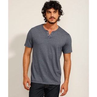 Camiseta  Casual Elegante  Gola V Com Botão Manga curta Masculina