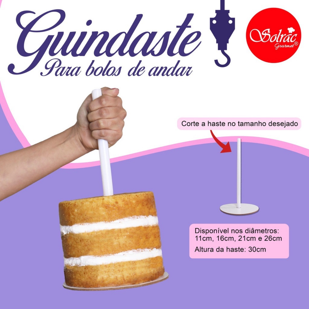 Guindaste para bolo 16cmx3mm com haste de 30cm - mas segurança para locomover seu bolo em Oferta na Shopee
