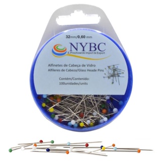 100 Alfinete cabeça de vidro colorido ferro niquelado 32mm (M&L) em Oferta na Shopee
