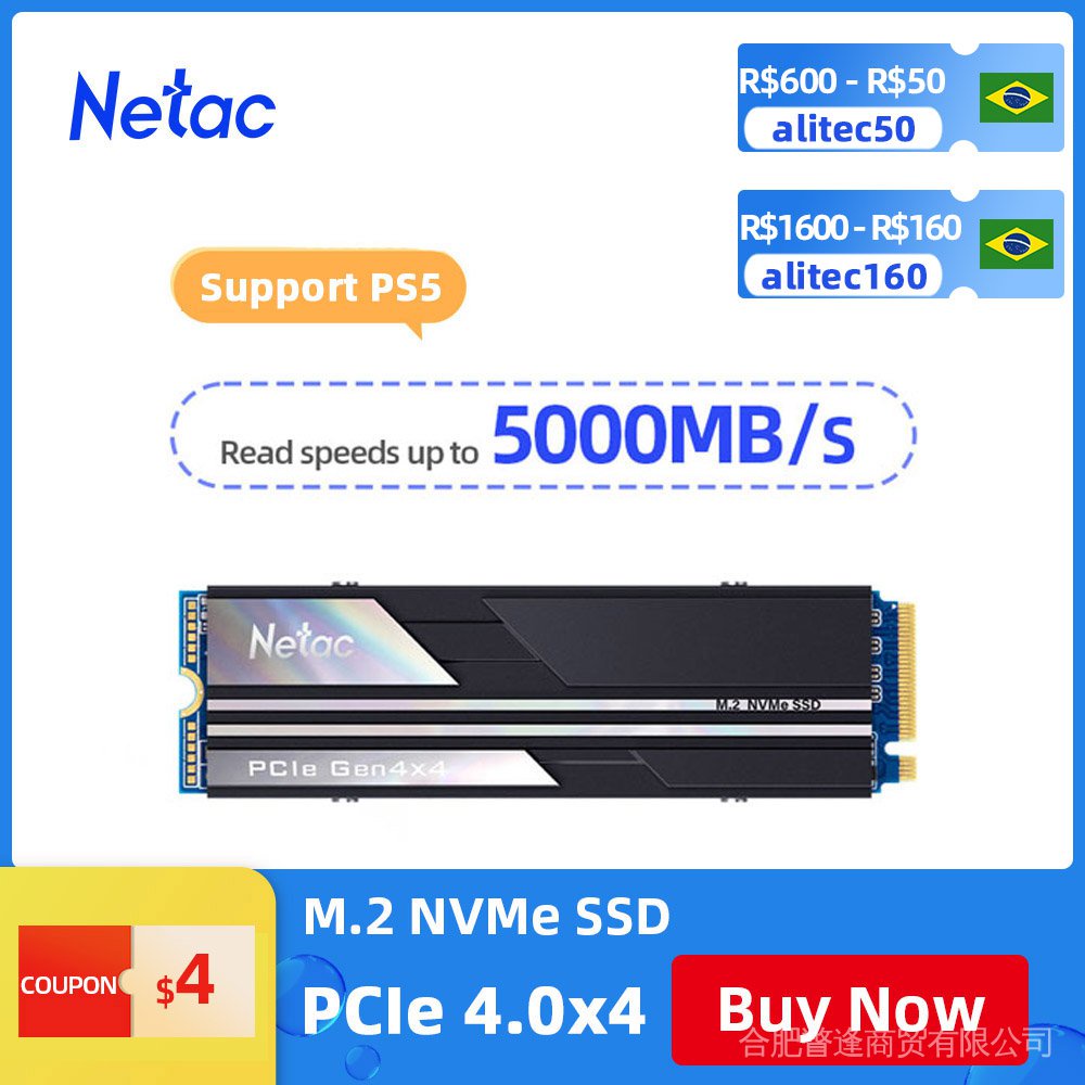 Netac NVMe SSD 500GB 1TB 2TB M2 PCIe 4.0 x4 M . 2 Disco Rígido Interno Estado Sólido Drives Para ps5 pc O4A7