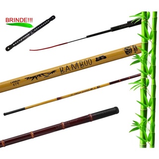 Vara Carbono telescopica Bamboo albatroz fishing + Enrolador polinha 19cm Brinde vara em diversas medidas