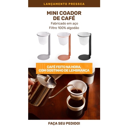Mini Coador de Café PRESSCA - Coador de Algodão e Base Metal