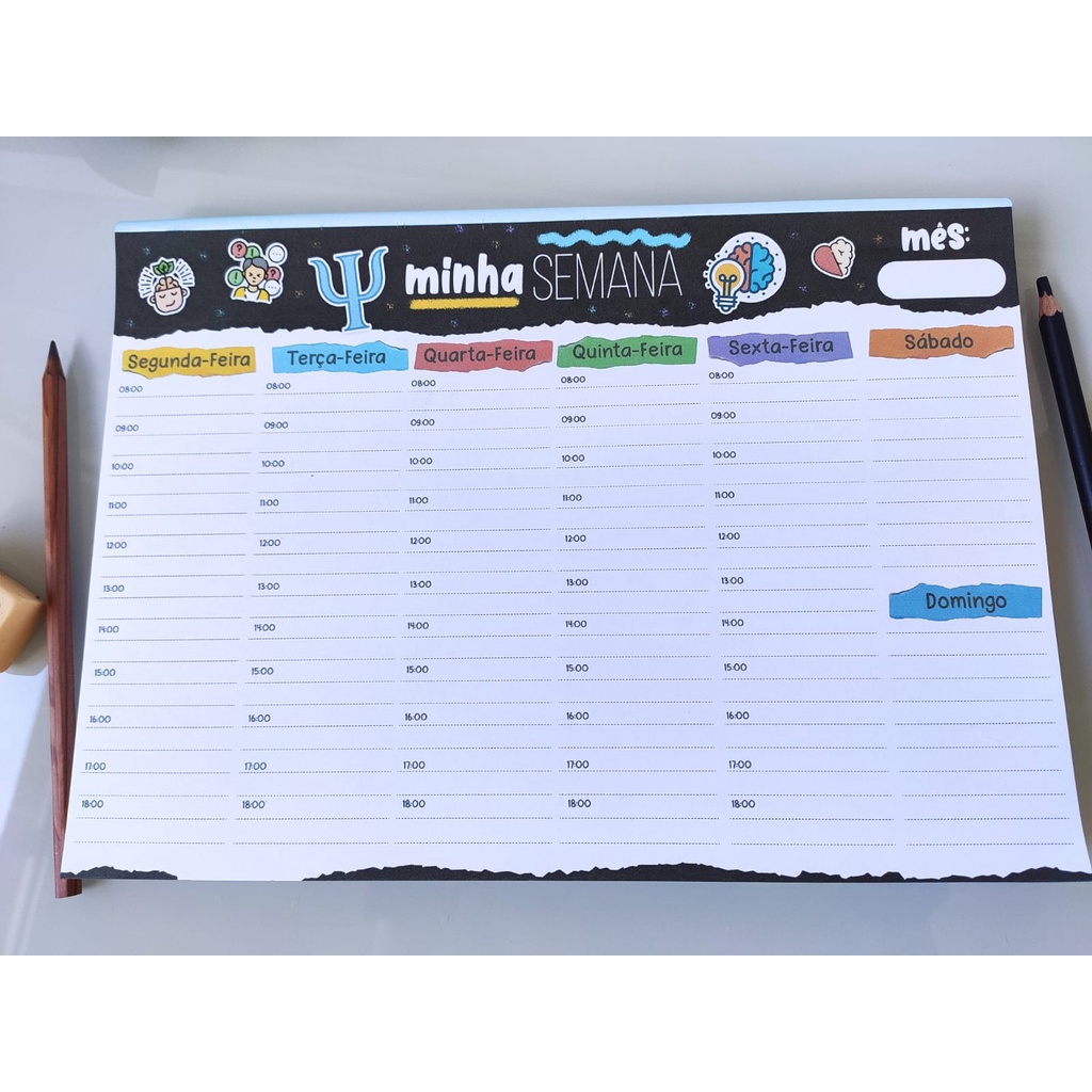 Planner De Mesa Semanal Permanente Psicologia A4 52fls 180g