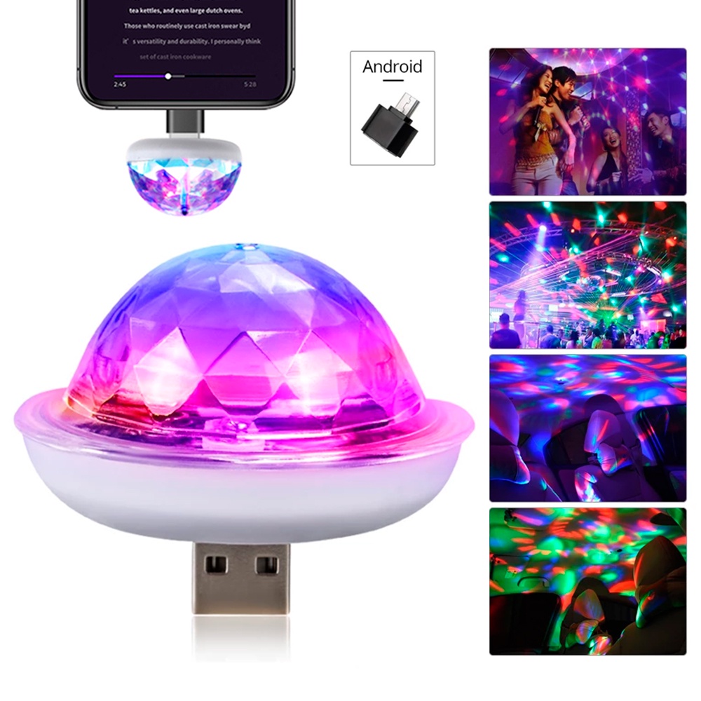 Globo Festa Usb Luz Rgb Bola Maluca Led Carro Lâmpada Led Rgb Sensor De Som Celular Samsung