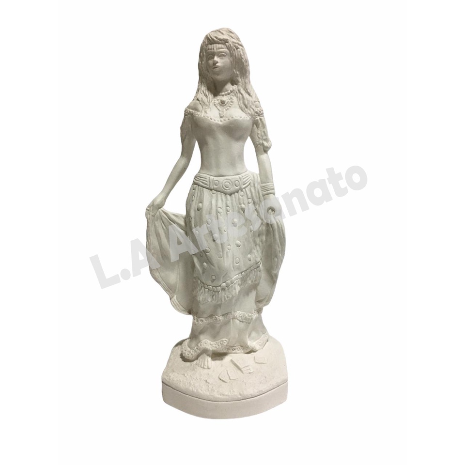Imagem Cigana Zaira Em Gesso Cru 23 Cm Para Artesanato