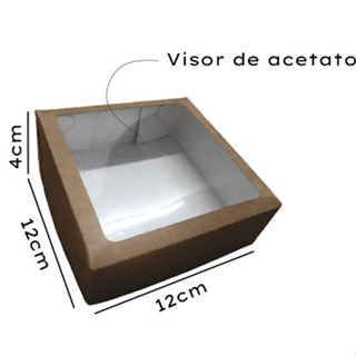 Caixa com visor 12x12x4 doces presente 20/30/50 unid. em Oferta na Shopee