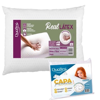 Travesseiro Látex BAIXO Duoflex + Capa Impermeável