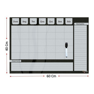 Quadro Lousa Planner Office  + 2 Canetas, 6 imãs, parafuso e bucha