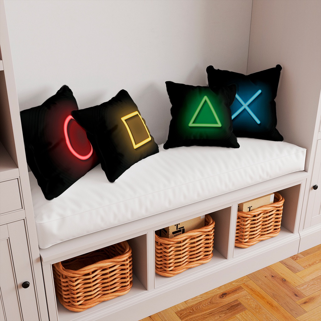 Kit 4 Capas De Almofadas Decorativas Botões Videogame Símbolos 