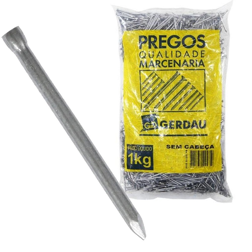 Prego Sem Cabeça Gerdau  6 x 6 (JP x LPP) 1 Kg em Oferta na Shopee