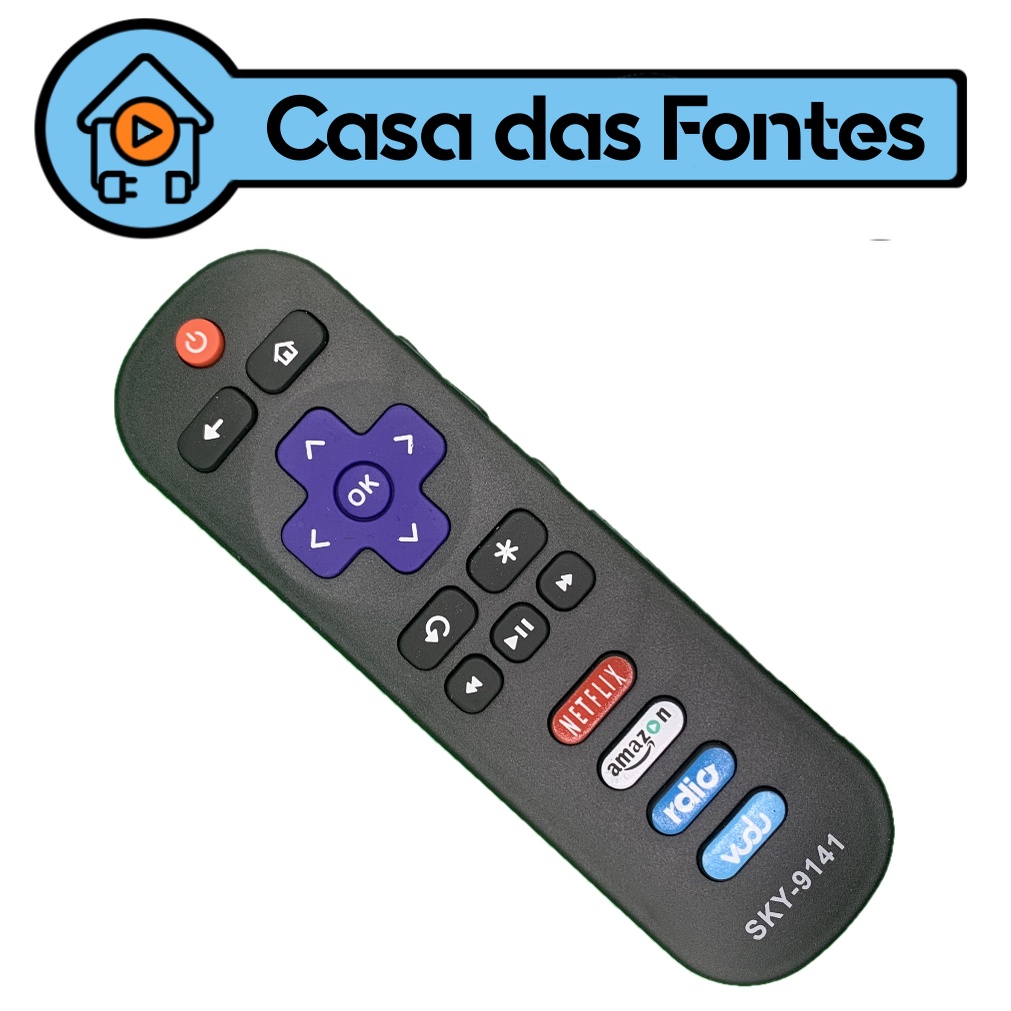 TCL Controle Remoto para TV TCL Roku Smart Netflix Amazon Rdio Vudu Modelo SKY-9141 Controle Universal