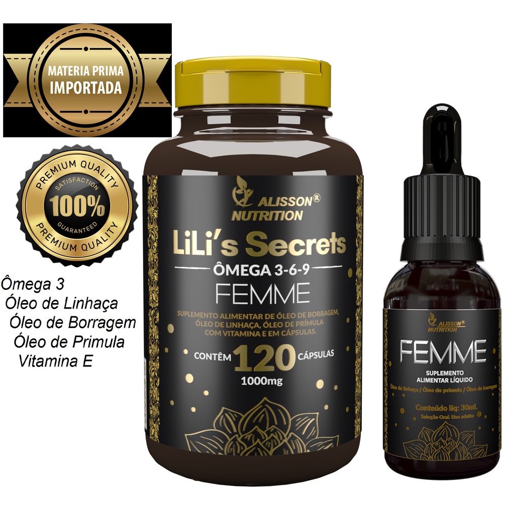 Kit Menopausa e TPM Omega 3 6 9 Óleo Linhaça Borragem Primula | Shopee ...