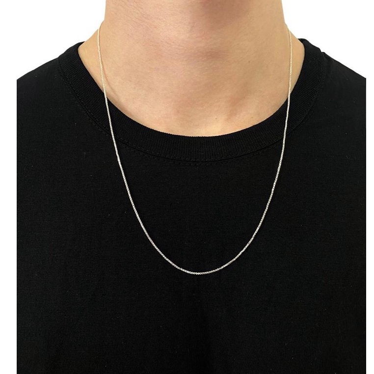 Corrente Masculina Fina Folheado a Prata - Envio Imediato
