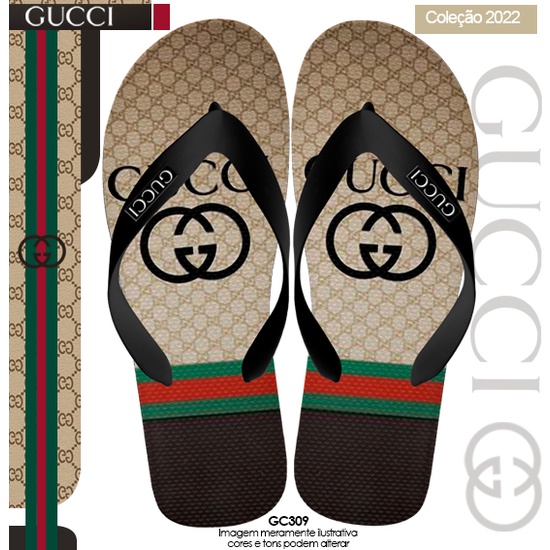 Chinelo Masculino GUCCI Com Tira Preta Resistente e Confortável ...