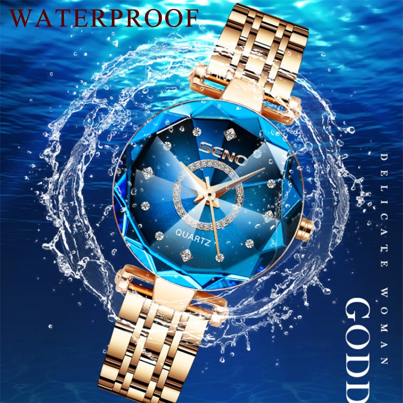 Seno Ocean Star Steel Band Women Watch Moda Cristal Senhoras Quartz Relogio  Feminino Montre Reloj Mujer Zegarek Damski | Shopee Brasil