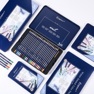 K-MIME Kit Lapis De Cor 12/24/36/48/72 Cores Profissional Lápis Aquarela Lápis De Cor Solúvel em água Caixa de Ferro Embalada desenho de papelaria Colored Pencils