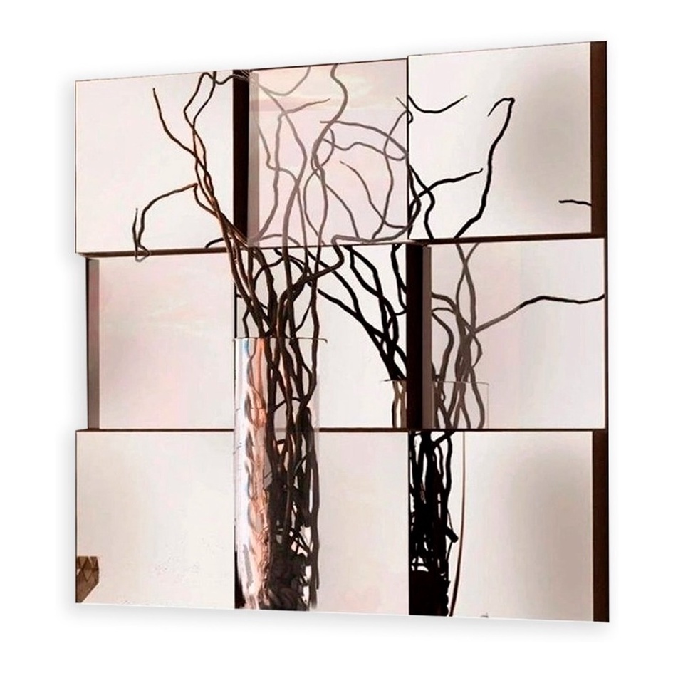 Espelho Decorativo Liverpool Mdf Relevo 3d Vidro 9pçs