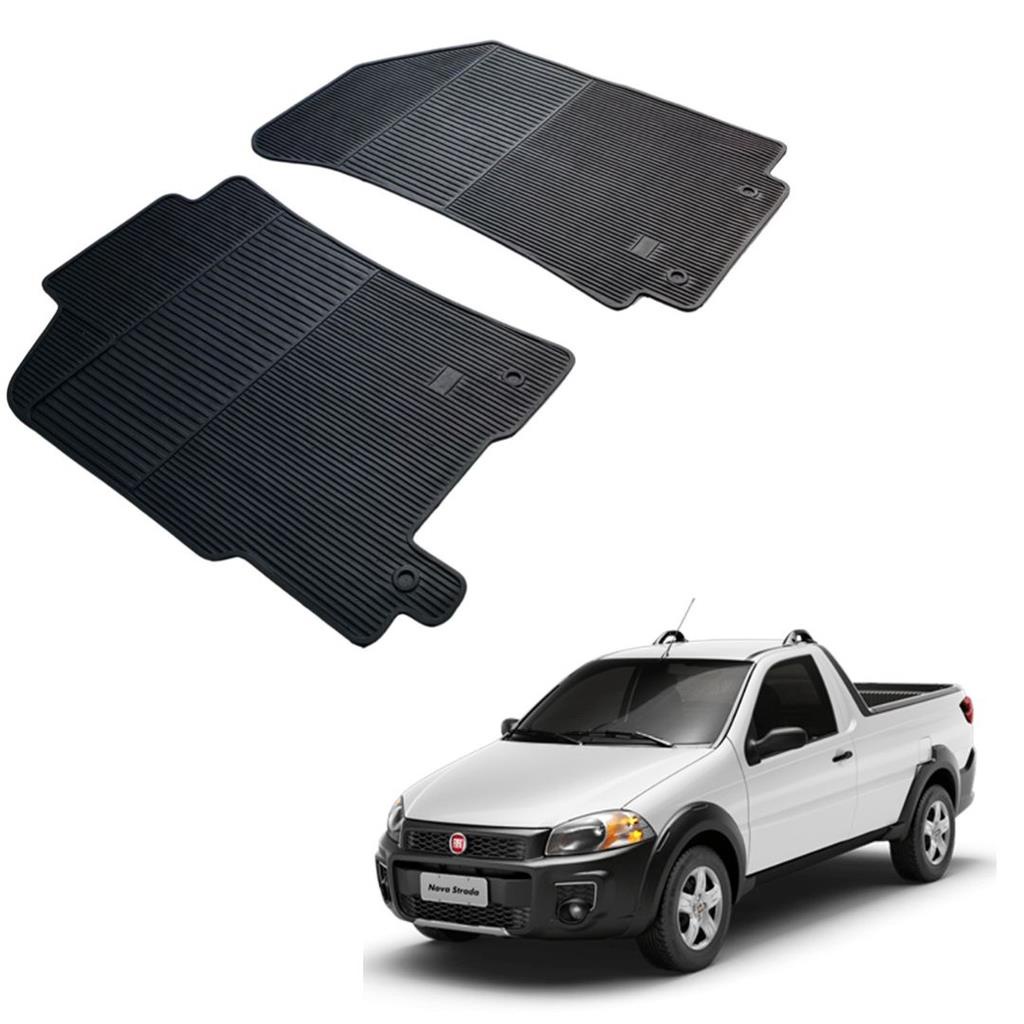 Jogo 2 Pecas Tapete Automotivo Especifico Fiat Strada  100% Borracha Borcol em Oferta na Shopee