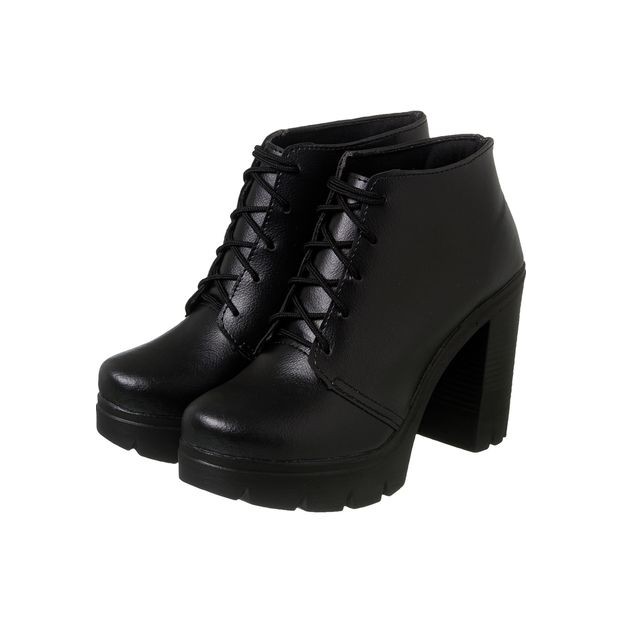 Coturno Ana Luiza Cano Curto Salto Plataforma Preto Sintético S/ Ilhós