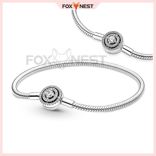Momentos Bracelete De Corrente De Auréola Com Fivela Osso De Cobra (925 Banhada A Prata) Encantos De Bricolage + Saco De Veludo