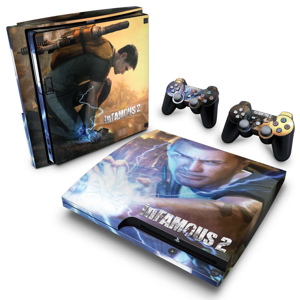Skin PS3 Slim Adesivo - Infamous 2