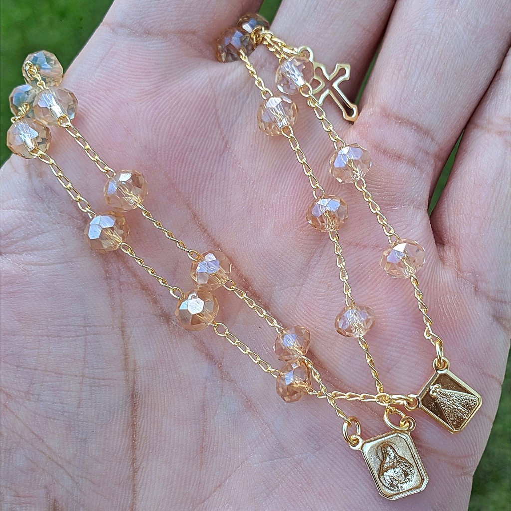 Pulseira Escapulario Religiosa Folheada De Nossa Senhora Aparecida Terço Escapulário Feminino Pulso Com Regulagem
