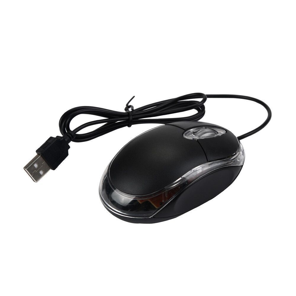 Mouse Com Fio Universal Preto Usb Óptico Com Led Para Notebook Pc Computador
