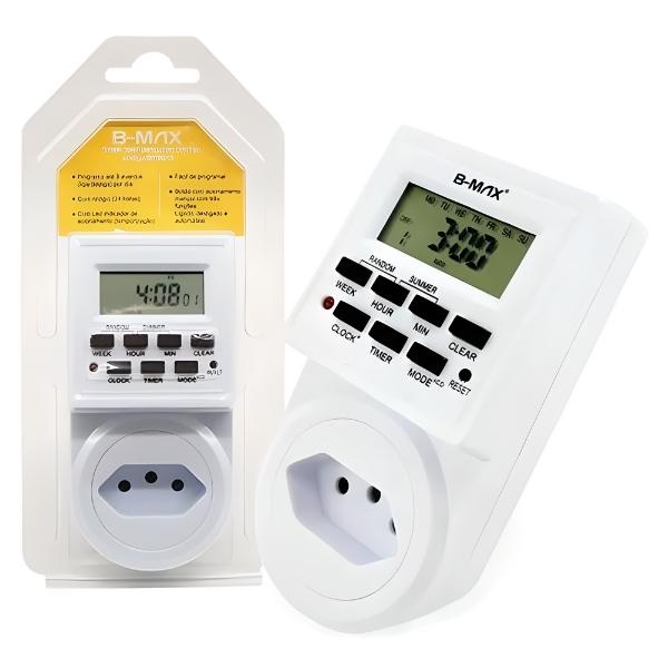 Timer Digital Bivolt Temporizador Tomada Programável Com Até 9 Eventos ...