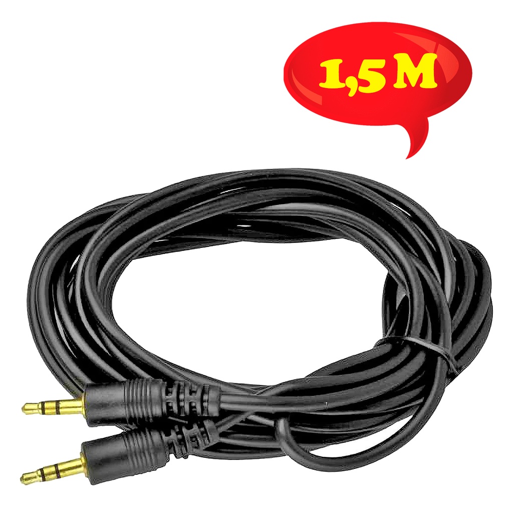 Cabo P2XP2 1,5 M Dourado Auxiliar Caixa Som Áudio