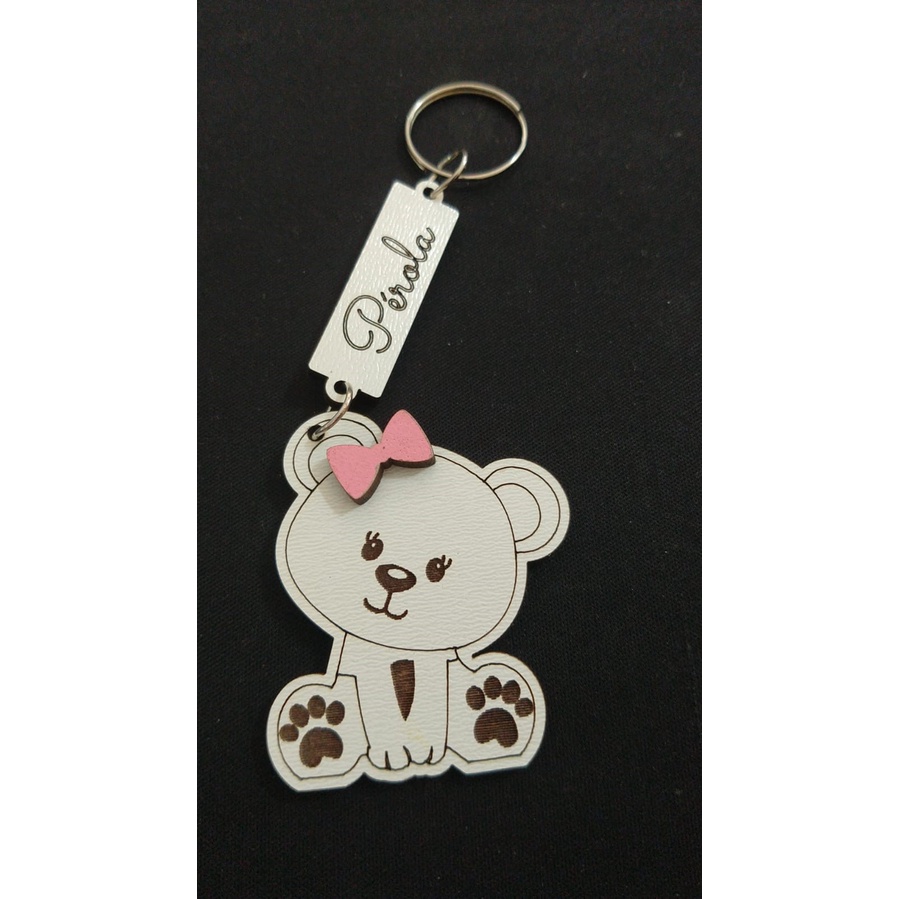 Lembrancinha Chaveiros Ursinha Charmosa MDF branco Menina/Menino