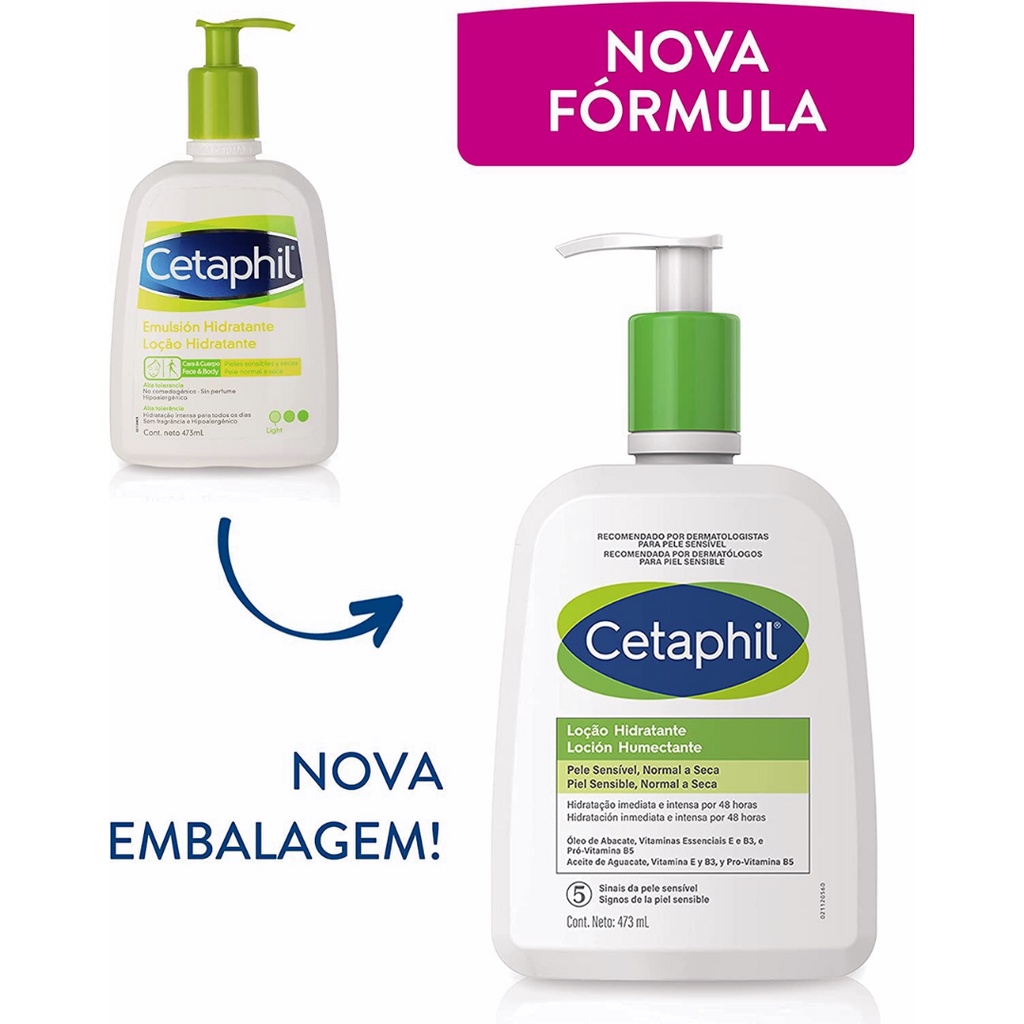 Cetaphil Loção Hidratante 473ml Rosto e Corpo Pele Seca a Normal Adulto e Infantil Creme Corporal