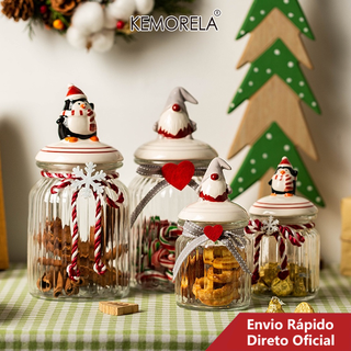 Latas De Natal Seladas Frascos De Açúcar Para Alimentos Café Grãos Vermelhos Vidro Inteiros