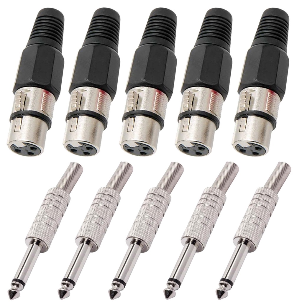 10 Pares Plug P10 Mono Metal Canon Femea Profissional (10 De Cada)