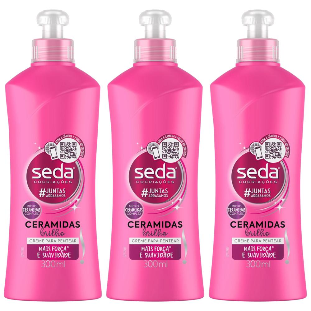 Kit 3 Creme para Pentear Seda Cocriações Ceramidas Brilho 300 ml em Oferta na Shopee