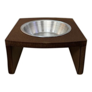 Comedouro Madeira Com 1 Pote De Inox Para Pet Cachorro Gato