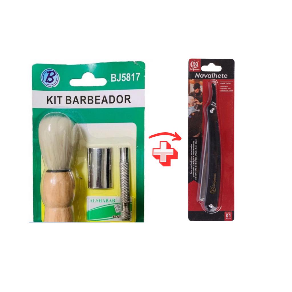 Kit Aparelho Barbear e Navalhete Para Barbear Profissional SQ