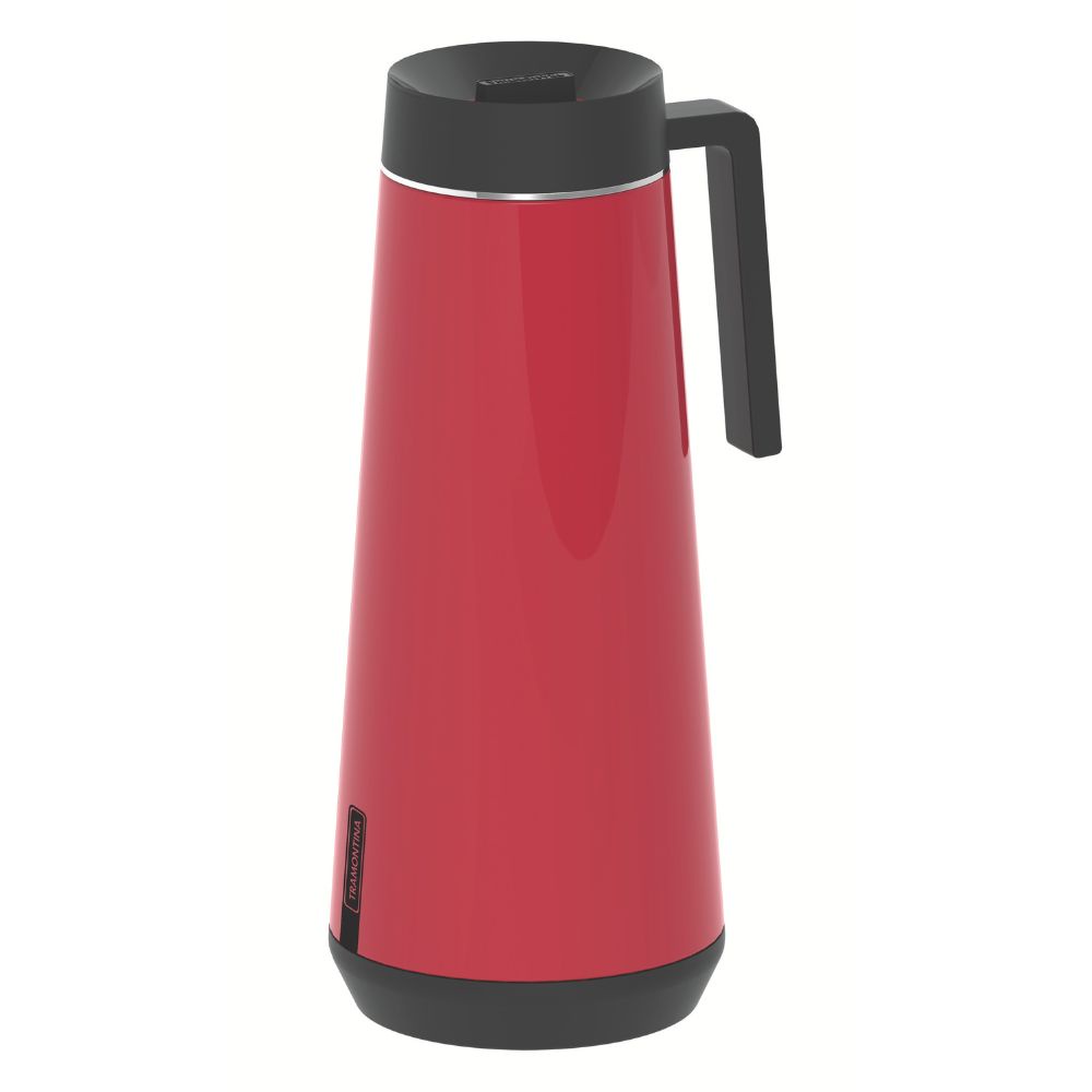 Garrafa Termica Tramontina Exata Bule Termico Cafe Tramontina Inox com Ampola de Vidro 1L Vermelho