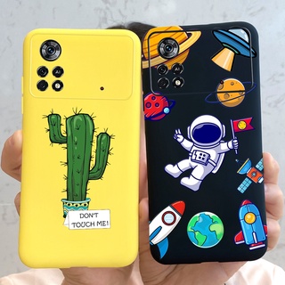 Capa Flexível De Silicone Com Estampa De Cacto Astronauta Para Xiaomi Poco X4 Pro 5G M4 4G