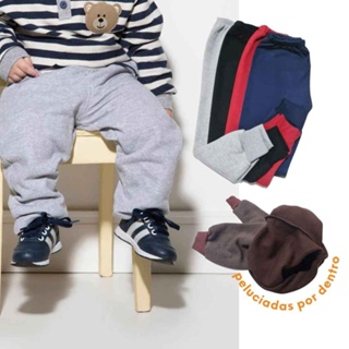 Kit 3 un. Calça Moletom Infantil Apeluciada com Punho tamanho 1 ao 12 em Oferta na Shopee
