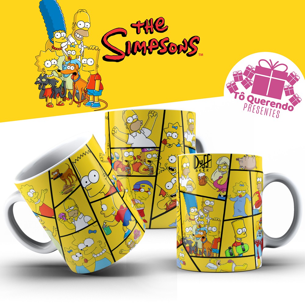 Caneca os simpsons,  homer, bart, the simpsons personalizada presente, aniversário, ceramica 325ml em Oferta na Shopee