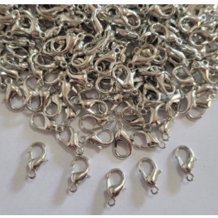 50 Fecho Lagosta Zamak 10mm, Cor Prateado, Para correntes pulseiras bijuterias no geral em Oferta na Shopee
