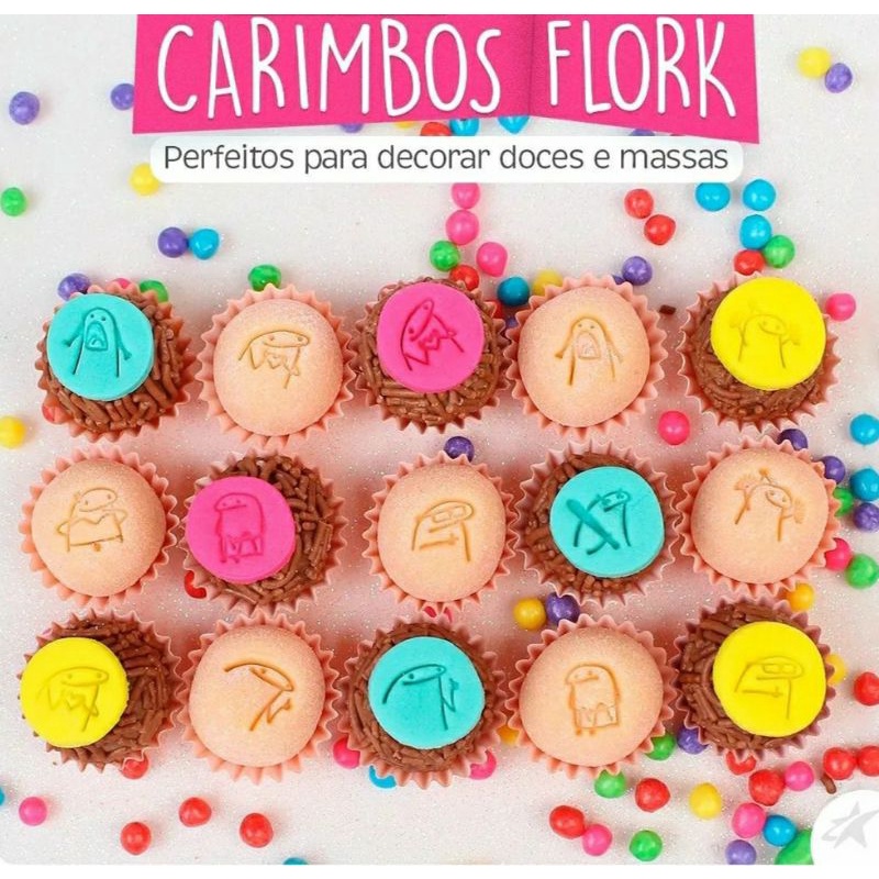 Kit Carimbo marcador de Doces e Brigadeiro Flork Blue star