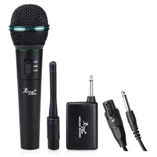 MICROFONE KNUP 2 EM 1 SEM FIO E COM FIO SOM PALESTRA KARAOKÊ